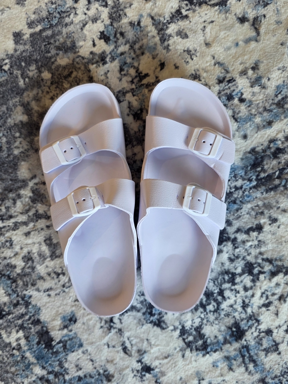 Women's White Double-Strap Slide Sandals